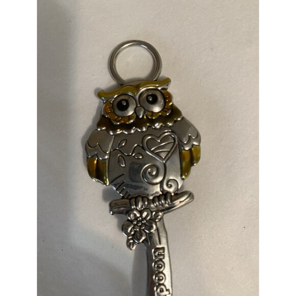 Owls Measuring Spoons Amber Silver Owls Branches Tree Hearts 4 Pc Set - Picture 5 of 13